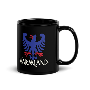 Varmland Sweden Eagle Crest Black Fika Coffee Mug