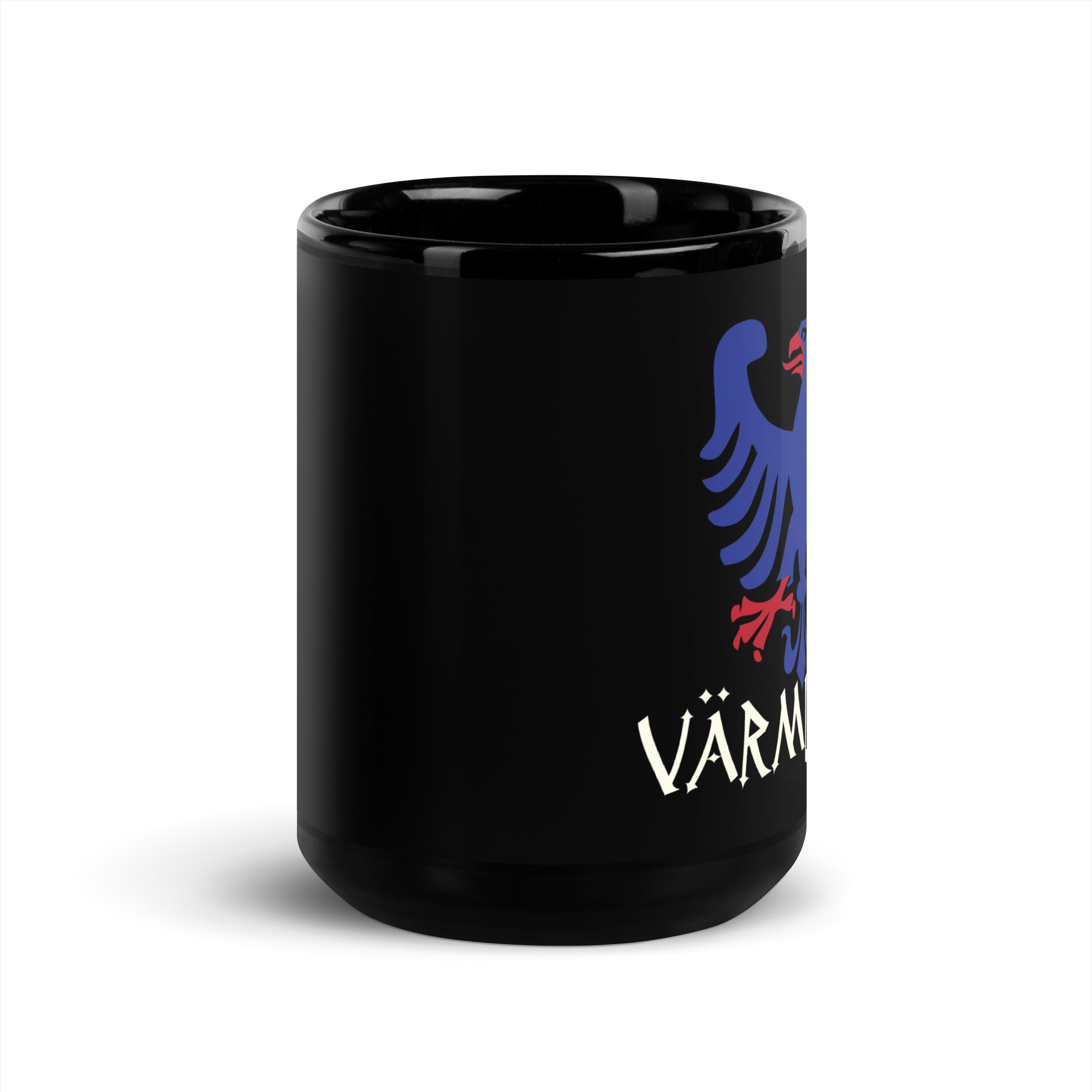 Varmland Sweden Eagle Crest Black Fika Coffee Mug