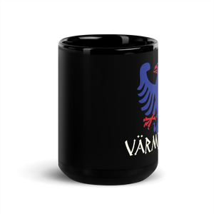 Varmland Sweden Eagle Crest Black Fika Coffee Mug