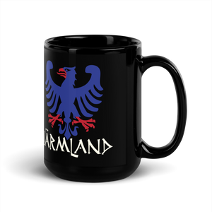 Varmland Sweden Eagle Crest Black Fika Coffee Mug