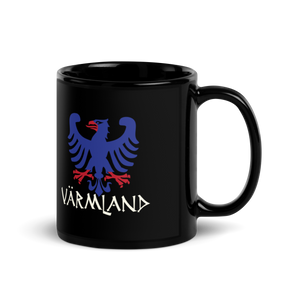 Varmland Sweden Eagle Crest Black Fika Coffee Mug